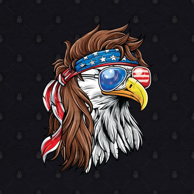 Patriotic Bald Eagle Mullet USA American Flag 4th of July by Pennelli Studio